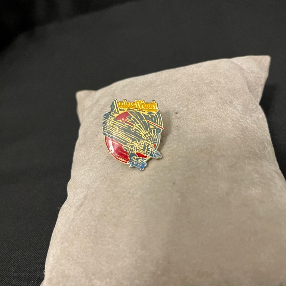 Vintage “Judas Priest” Red and Gold Enamel Pin